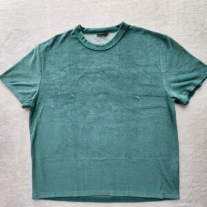 ASOS DESIGN Toweling Terry Cloth Shirt Mens XL Teal Short Sleeve Textured Tee